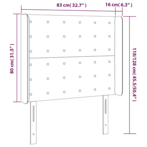 LED Kopfteil Hellgrau 83x16x118/128 cm Samt