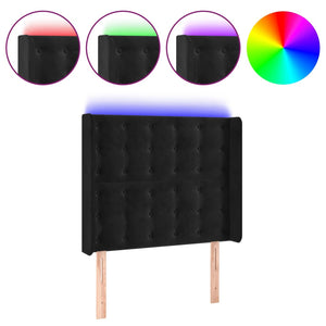 LED Kopfteil Schwarz 83x16x118/128 cm Samt