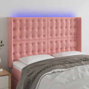 LED Kopfteil Rosa 147x16x118/128 cm Samt