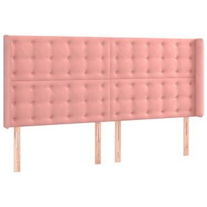 LED Kopfteil Rosa 163x16x118/128 cm Samt