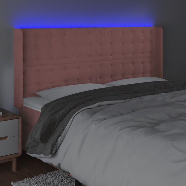 LED Kopfteil Rosa 163x16x118/128 cm Samt