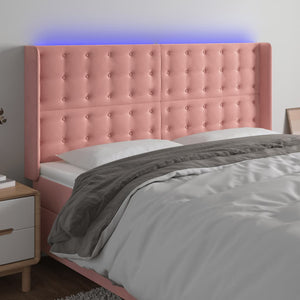 LED Kopfteil Rosa 163x16x118/128 cm Samt