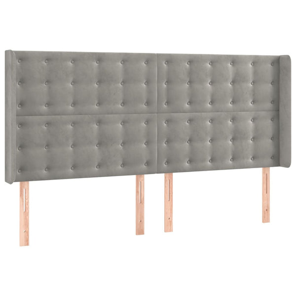 vidaXL Tête de lit à LED gris clair 203x16x118/128 cm Velours