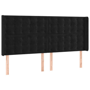 LED Kopfteil Schwarz 203x16x118/128 cm Samt