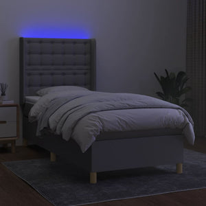 vidaXL Lit tapissier avec matelas et LED Gris clair 80x200 cm Tissu