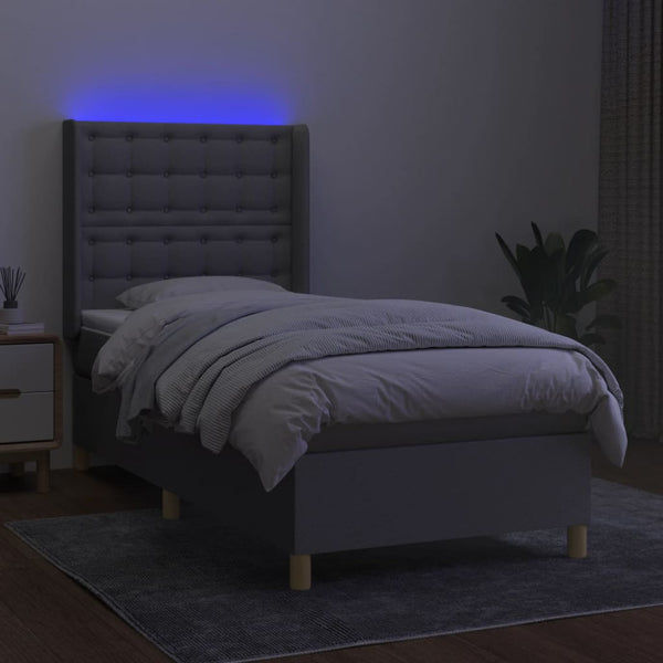 vidaXL Lit tapissier avec matelas et LED Gris clair 80x200 cm Tissu
