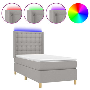 vidaXL Lit tapissier avec matelas et LED Gris clair 90x190 cm Tissu