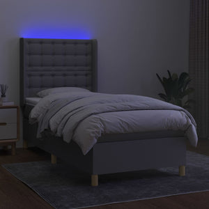 vidaXL Lit tapissier avec matelas et LED Gris clair 90x190 cm Tissu