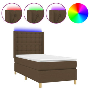 vidaXL Lit coffre avec matelas et LED Marron foncé 90x190 cm Tissu