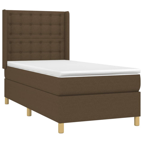 vidaXL Lit coffre avec matelas et LED Marron foncé 90x190 cm Tissu