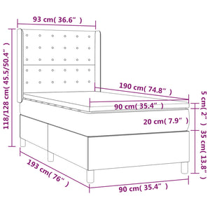 vidaXL Lit coffre avec matelas et LED Marron foncé 90x190 cm Tissu