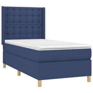vidaXL Lit tapissier avec matelas et LED bleu 90x190 cm Tissu