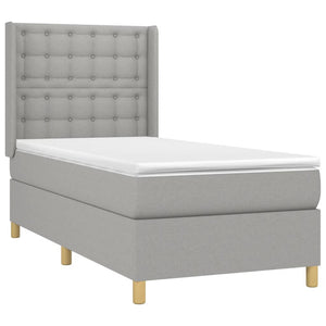vidaXL Lit boxspring avec matelas et LED Gris clair 90x200 cm Tissu
