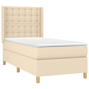 vidaXL Lit tapissier avec matelas et LED Crème 90x200 cm Tissu