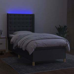 vidaXL Lit coffre avec matelas et LED Gris clair 100x200 cm Tissu