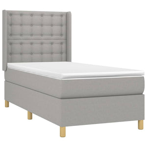 vidaXL Lit coffre avec matelas et LED Gris clair 100x200 cm Tissu