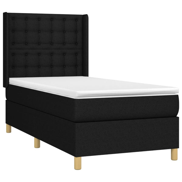 vidaXL Lit tapissier avec matelas et LED Noir 100x200 cm Tissu