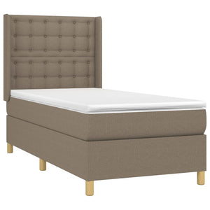 vidaXL Lit coffre avec matelas et LED taupe 100x200 cm tissu