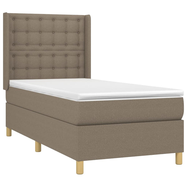 vidaXL Lit coffre avec matelas et LED taupe 100x200 cm tissu