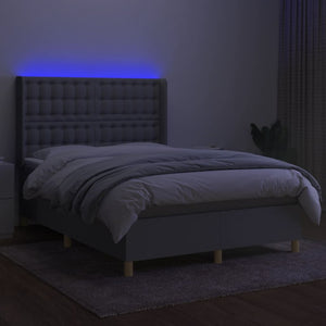 vidaXL Lit coffre avec matelas et LED Gris clair 140x190 cm Tissu