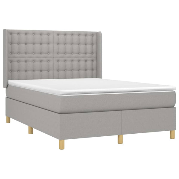 vidaXL Lit coffre avec matelas et LED Gris clair 140x190 cm Tissu