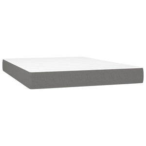 vidaXL Lit coffre avec matelas et LED Gris foncé 140x190 cm Tissu