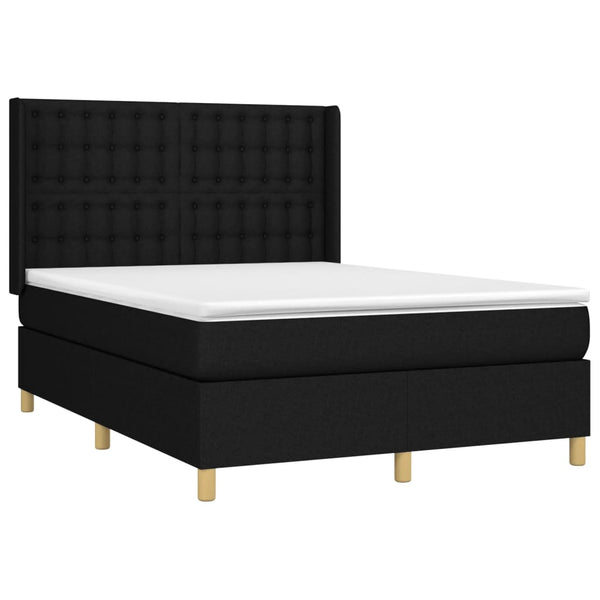 Lit double avec matelas et LED vidaXL Noir 140x190 cm Tissu