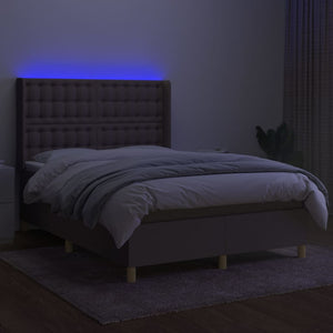 vidaXL Lit coffre avec matelas et LED Taupe 140x190 cm Tissu