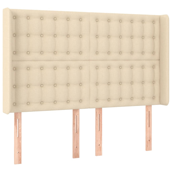 vidaXL Lit tapissier avec matelas et LED Crème 140x190 cm Tissu