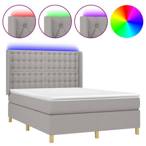 vidaXL Lit coffre avec matelas et LED Gris clair 140x200 cm Tissu