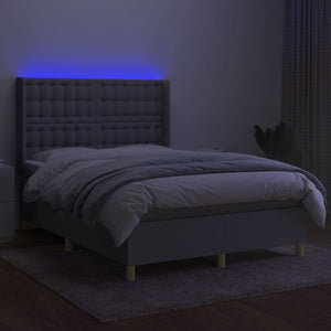 vidaXL Lit coffre avec matelas et LED Gris clair 140x200 cm Tissu