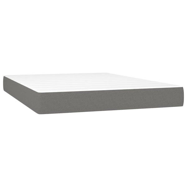 vidaXL Lit tapissier avec matelas et LED Gris foncé 140x200 cm Tissu