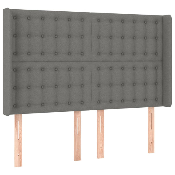vidaXL Lit tapissier avec matelas et LED Gris foncé 140x200 cm Tissu