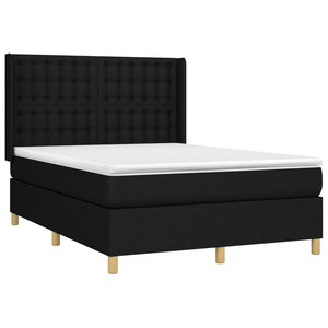 vidaXL Lit double tapissier avec matelas et LED Noir 140x200 cm Tissu