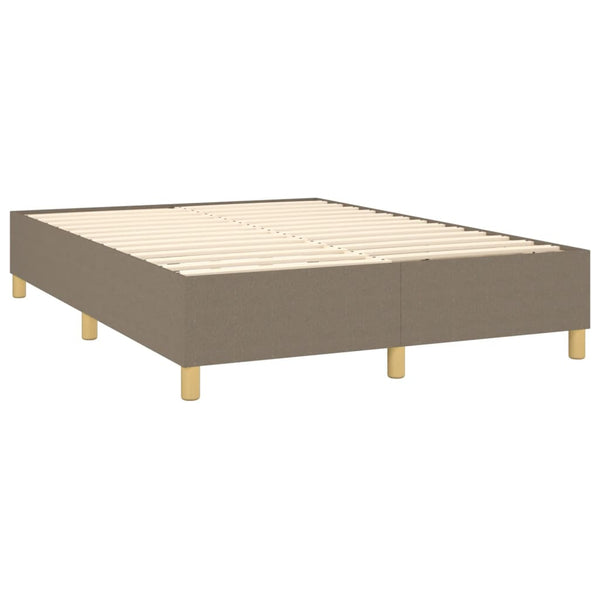 vidaXL Lit avec sommier tapissier, matelas et LED taupe 140x200 cm tissu