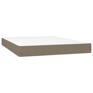 vidaXL Lit avec sommier tapissier, matelas et LED taupe 140x200 cm tissu
