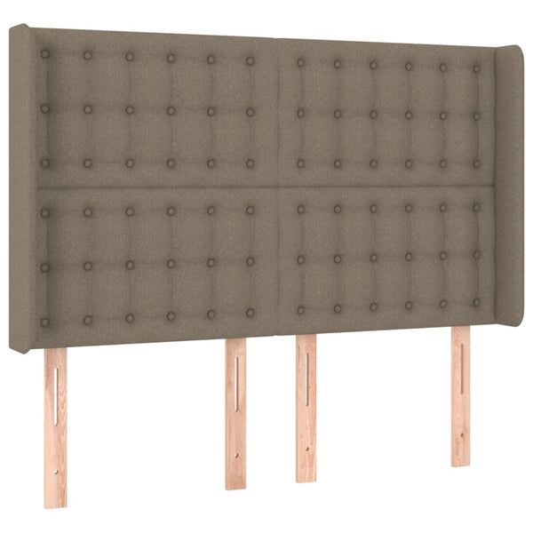vidaXL Lit avec sommier tapissier, matelas et LED taupe 140x200 cm tissu