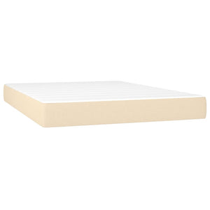 vidaXL Lit tapissier avec matelas et LED Crème 140x200 cm Tissu