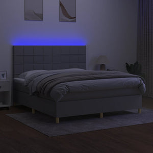 vidaXL Lit coffre avec matelas et LED Gris clair 160x200 cm Tissu