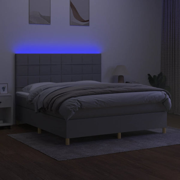 vidaXL Lit coffre avec matelas et LED Gris clair 160x200 cm Tissu