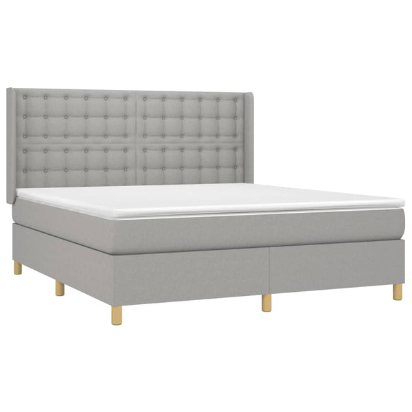 vidaXL Lit coffre avec matelas et LED Gris clair 160x200 cm Tissu