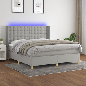 vidaXL Lit coffre avec matelas et LED Gris clair 160x200 cm Tissu