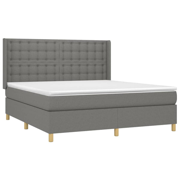 vidaXL Lit continental avec matelas et LED Gris foncé 160x200 cm Tissu