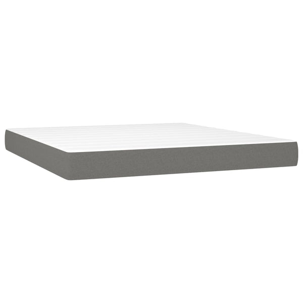 vidaXL Lit continental avec matelas et LED Gris foncé 160x200 cm Tissu