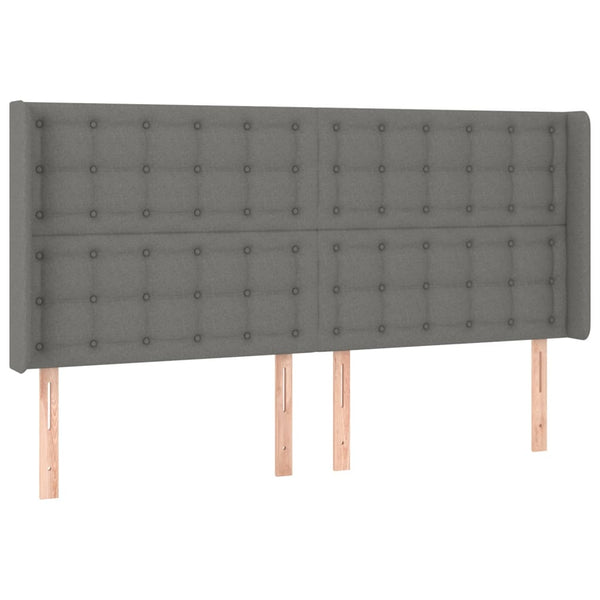 vidaXL Lit continental avec matelas et LED Gris foncé 160x200 cm Tissu