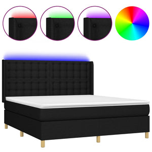 vidaXL Lit tapissier avec matelas et LED Noir 160x200 cm Tissu