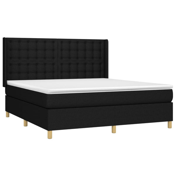 vidaXL Lit tapissier avec matelas et LED Noir 160x200 cm Tissu