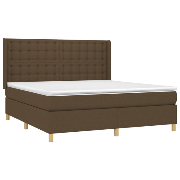 vidaXL Lit coffre avec matelas et LED Marron foncé 160x200 cm Tissu