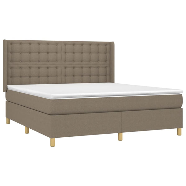 vidaXL Lit à ressorts avec matelas et LED taupe 160x200 cm tissu