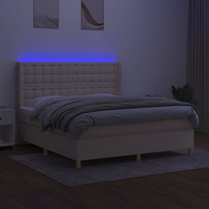 vidaXL Lit coffre avec matelas et LED Crème 160x200 cm Tissu